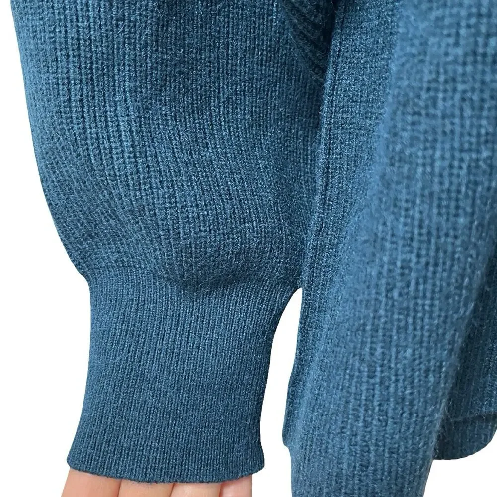 Free People Easy Street Turtleneck Tunic Sweater Size S Teal Blue Oversized Boho